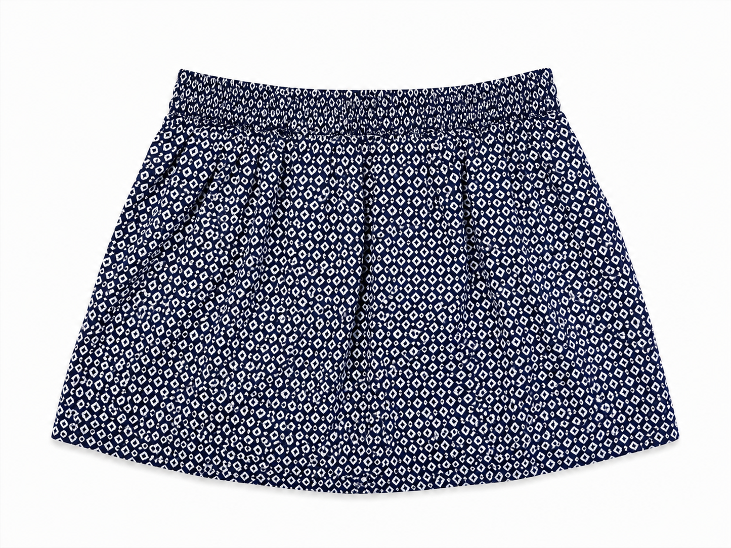 Jupe courte bleu marine à motif géométrique