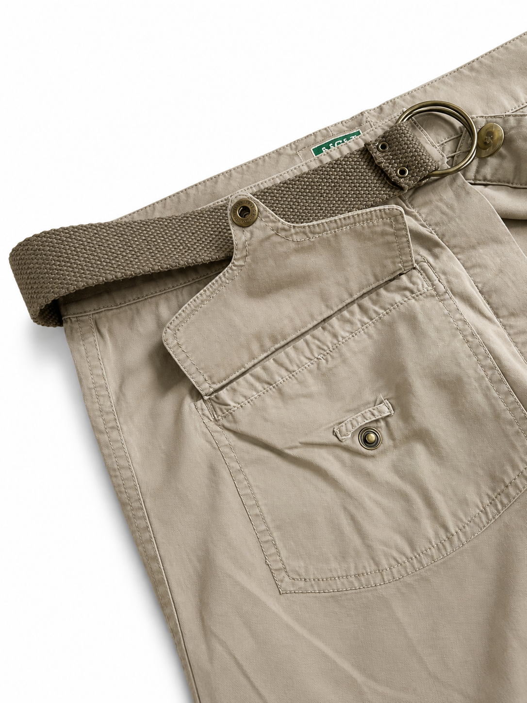 Jupe midi beige style safari avec ceinture
