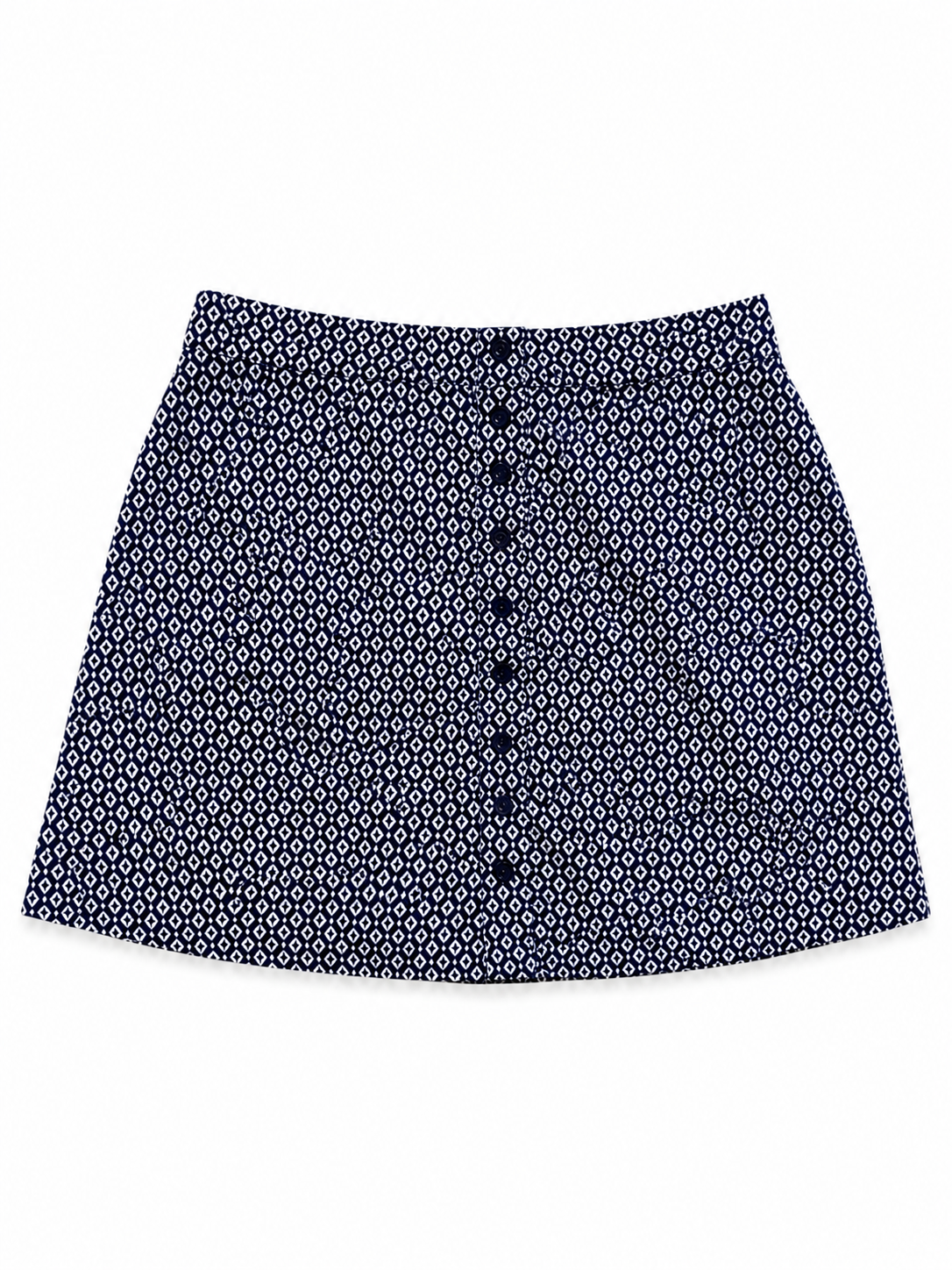 Jupe courte bleu marine à motif géométrique