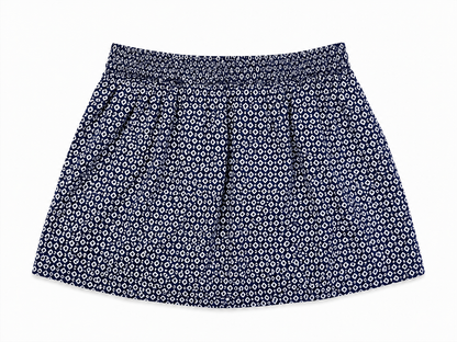 Jupe courte bleu marine à motif géométrique