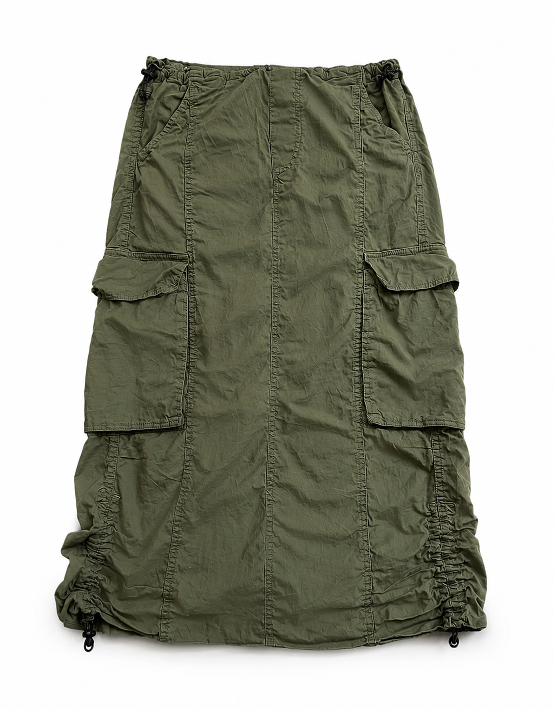 Jupe cargo longue kaki ajustable