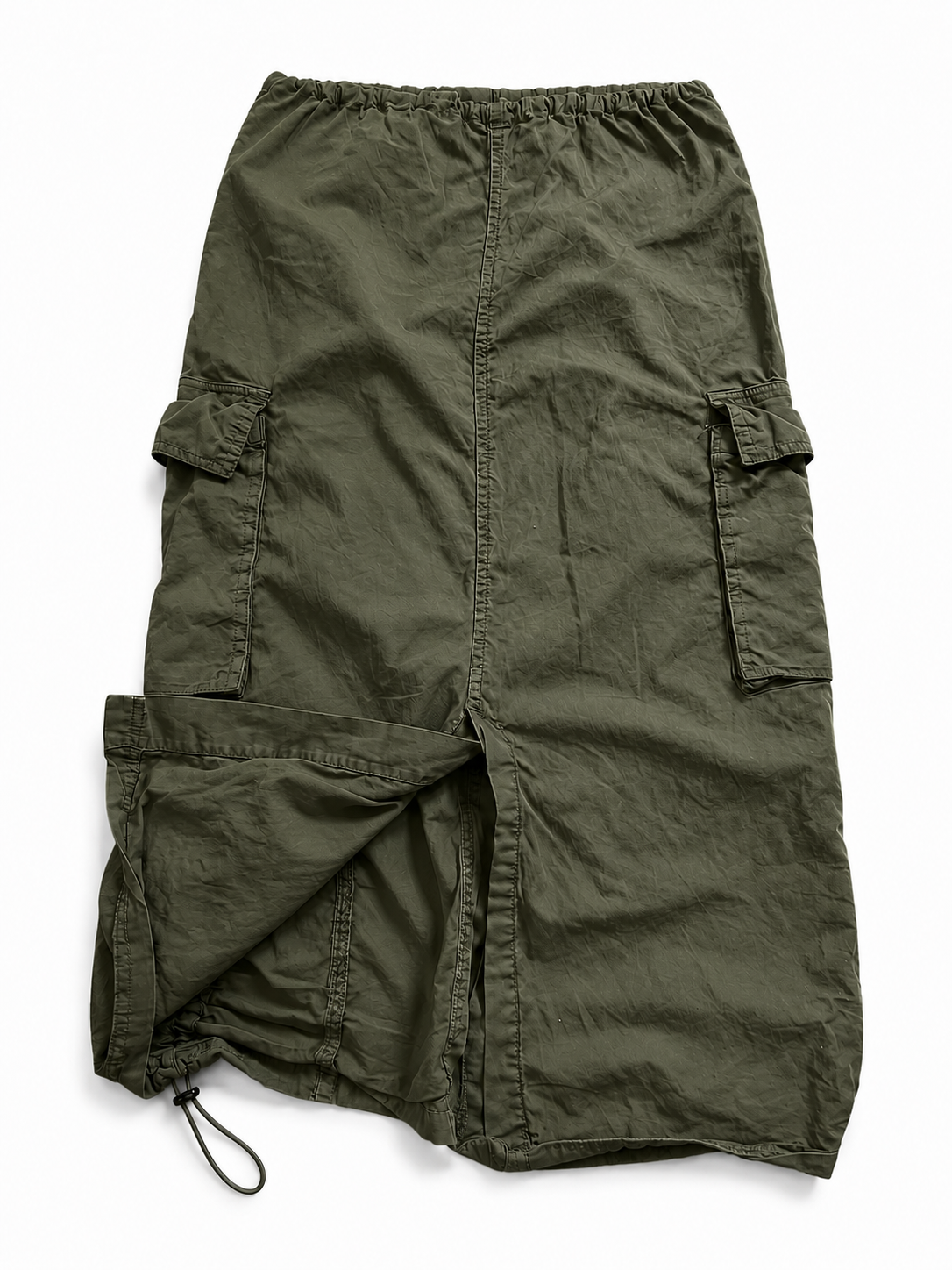Jupe cargo longue kaki ajustable