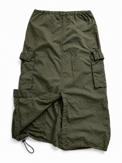 Jupe cargo longue kaki ajustable