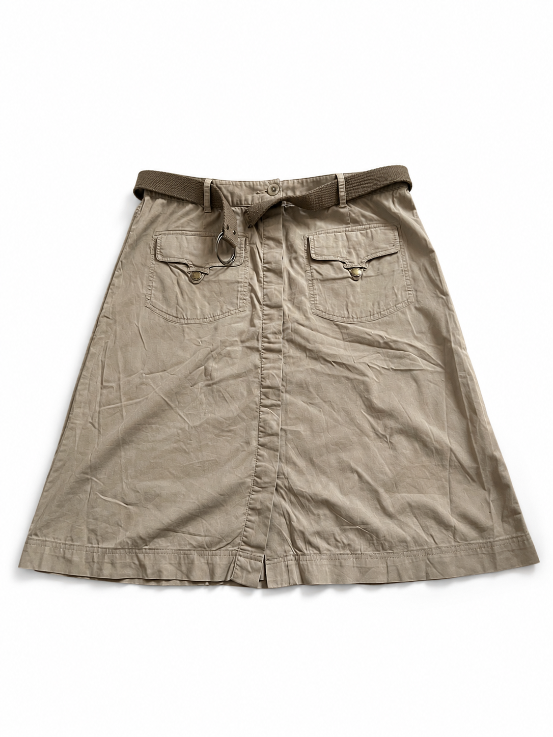 Jupe midi beige style safari avec ceinture