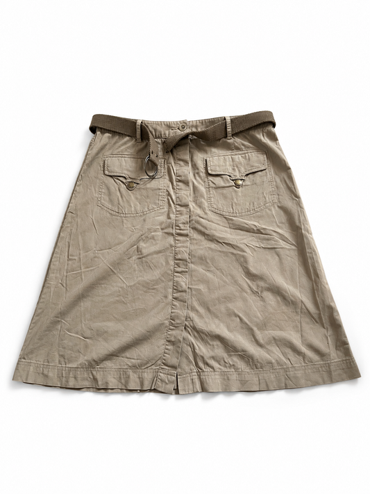 Jupe midi beige style safari avec ceinture