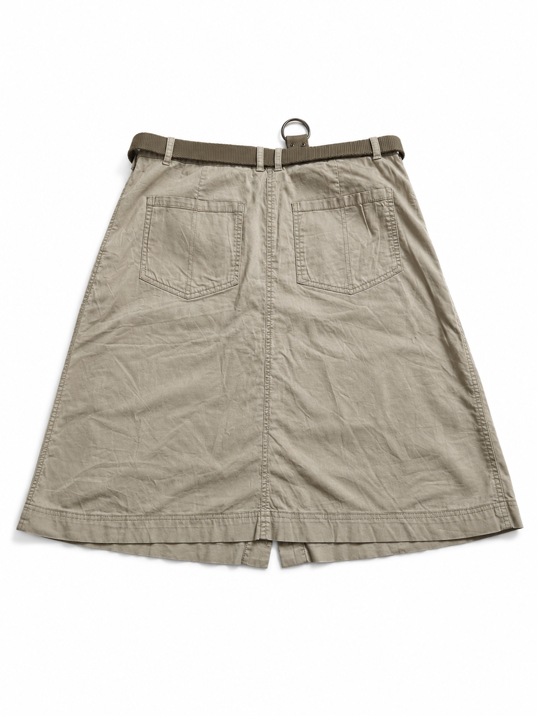 Jupe midi beige style safari avec ceinture