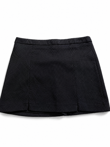 Jupe-short noire texturée évasée