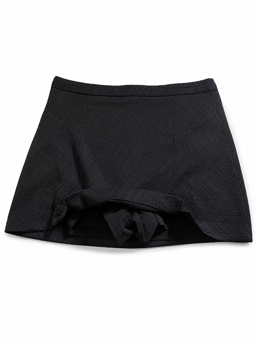 Jupe-short noire texturée évasée