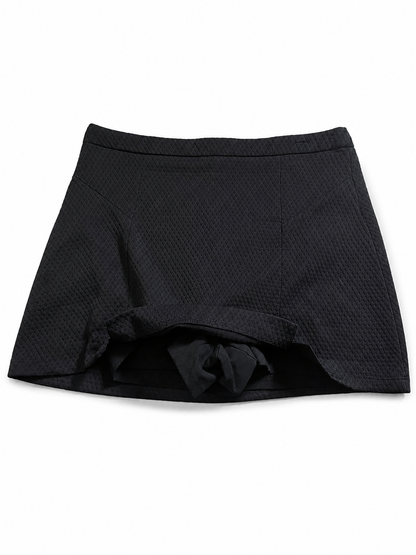 Jupe-short noire texturée évasée