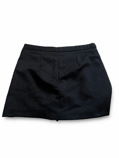 Jupe-short noire texturée évasée