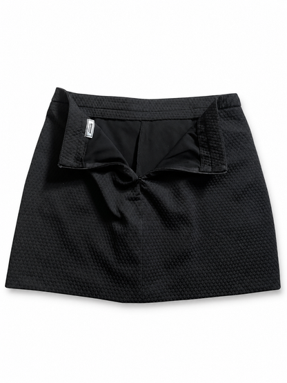 Jupe-short noire texturée évasée