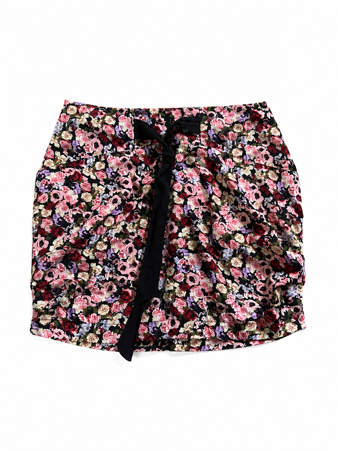 Jupe courte fleurie multicolore à nouer