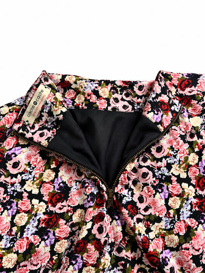 Jupe courte fleurie multicolore à nouer