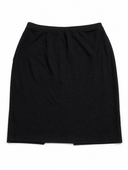 Jupe genou noire effet portefeuille – Coupe ajustée