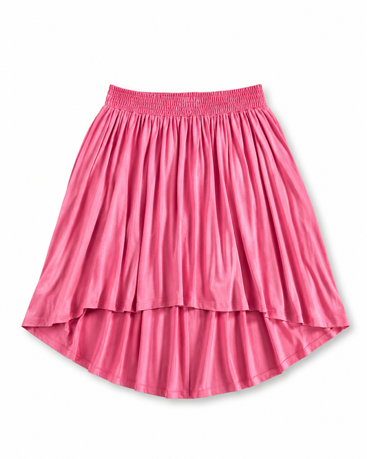 Jupe rose plissée à taille élastiquée – Coupe fluide