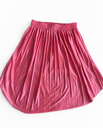 Jupe rose plissée à taille élastiquée – Coupe fluide
