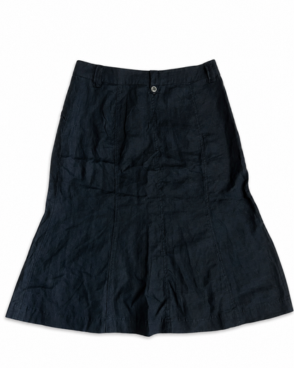 Jupe noire évasée avec ceinture tressée – Style bohème chic