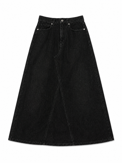 Jupe longue en jean noir taille haute