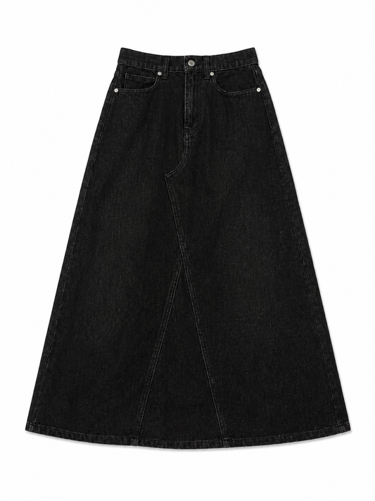 Jupe longue en jean noir taille haute