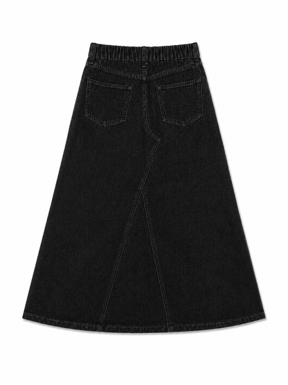 Jupe longue en jean noir taille haute