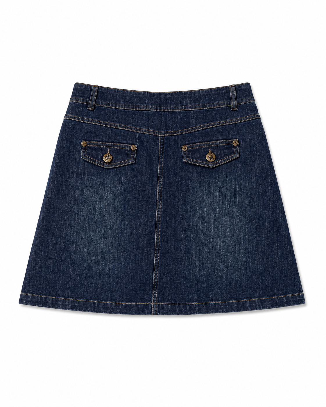 Jupe courte en jean bleu foncé à plis