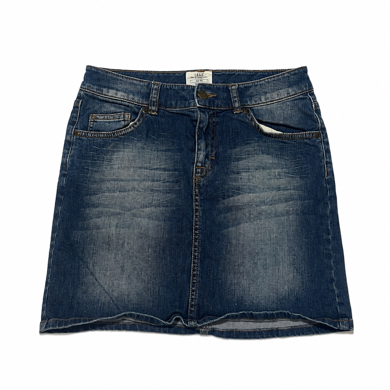 Jupe courte en jean bleu délavé L.O.G.G