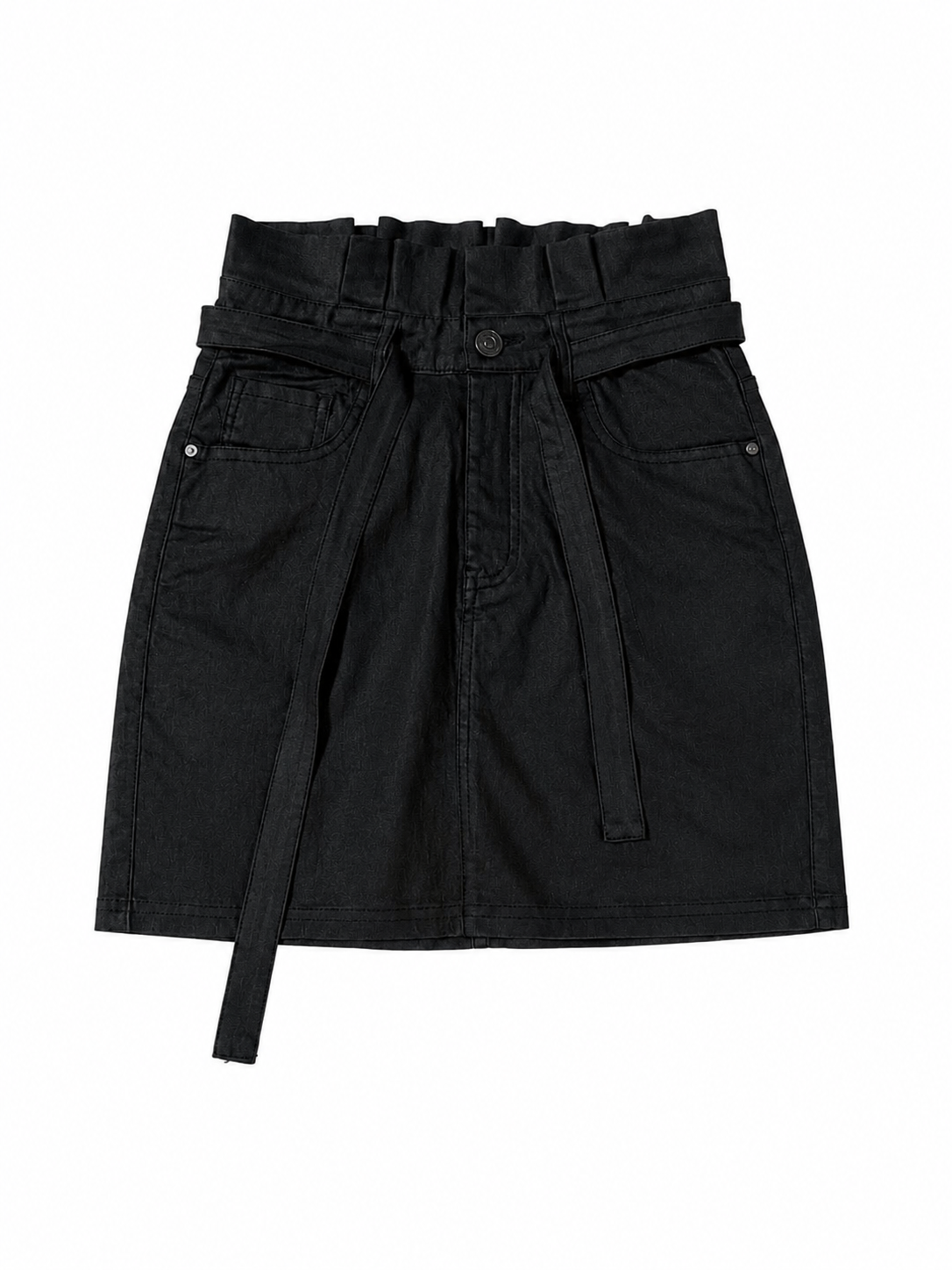Jupe noire effet cuir avec ceinture intégrée
