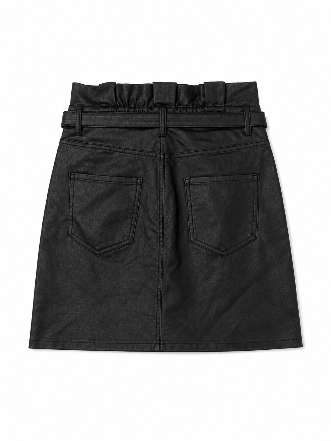 Jupe noire effet cuir avec ceinture intégrée