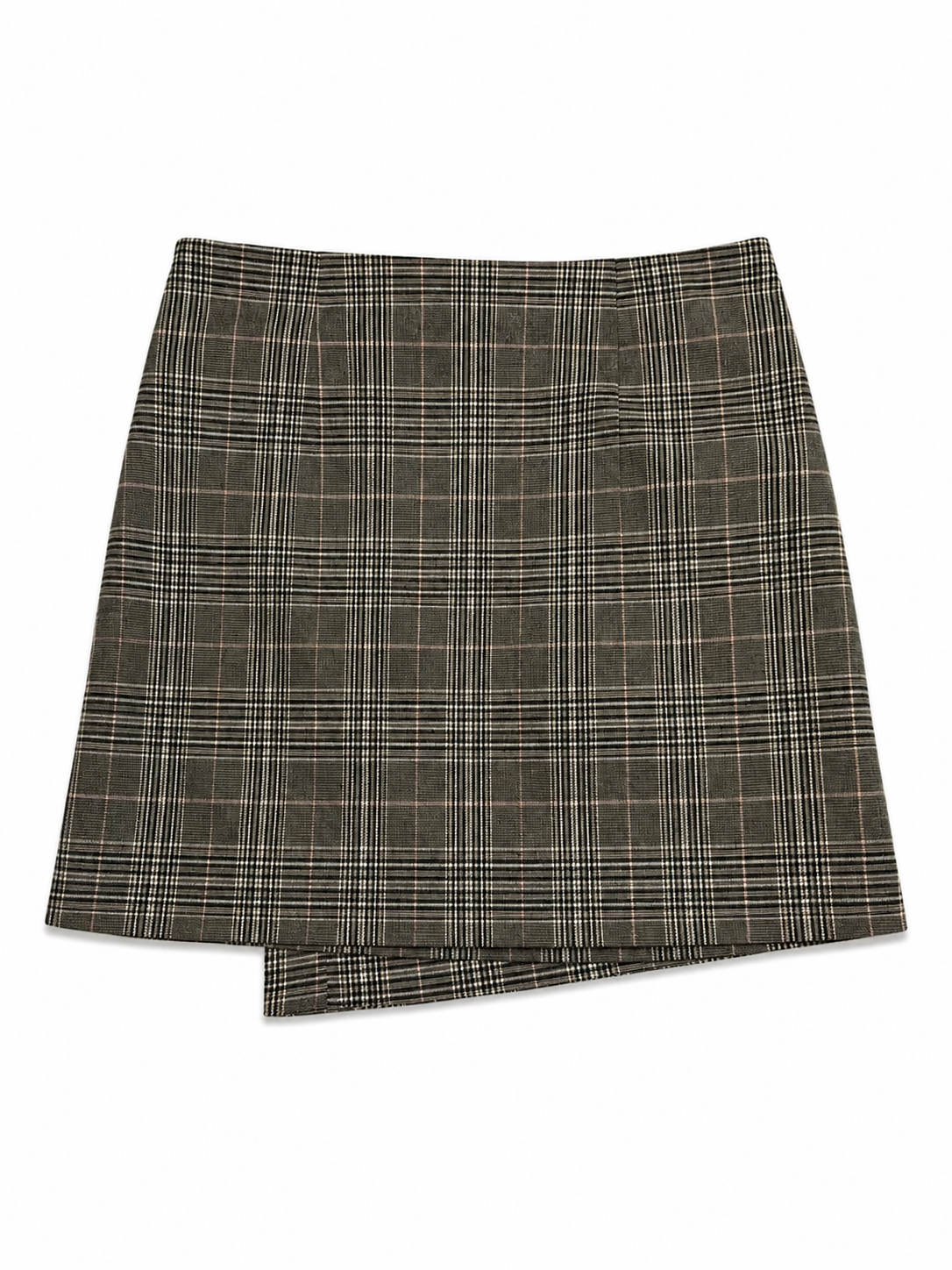Jupe-short portefeuille à carreaux avec boutons argentés